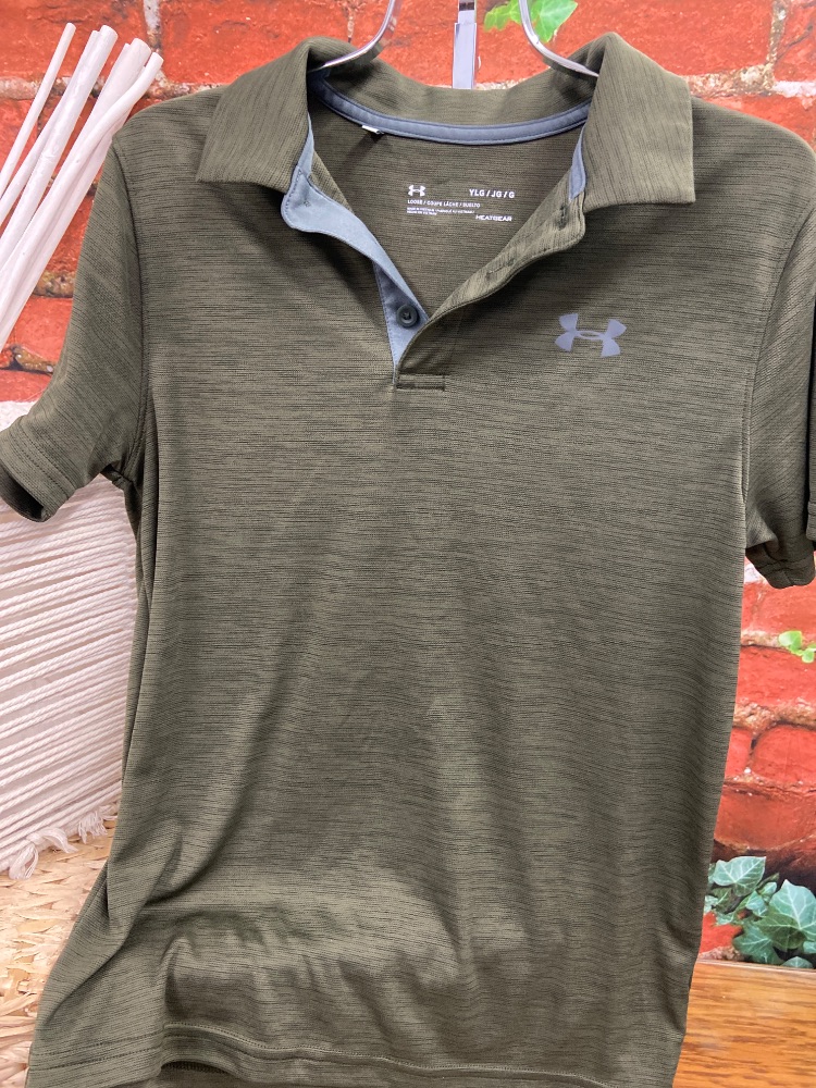 Under armour golf shirt youth large green